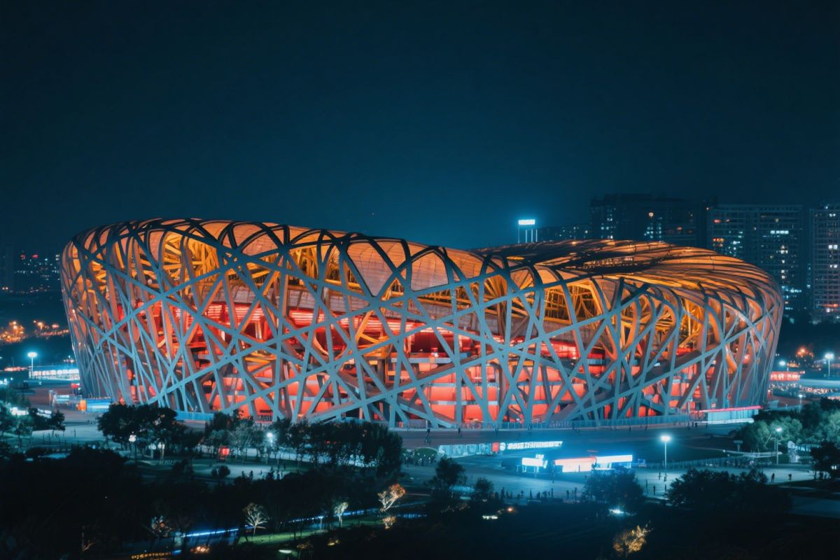 Beijing Birds Nest Night Scene Beijing Birds Nest Night Scene